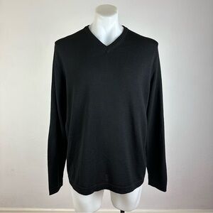 Brunella Gori Extrafine Merino Wool Men's Black V-Neck Sweater